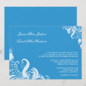 Regatta Blue Floral Accent Wedding Invitation Kaart (Voorkant / Achterkant)