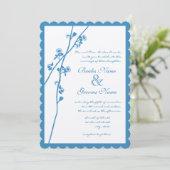 Regatta Blue Wild Flowers Wedding Kaart (Staand voorkant)
