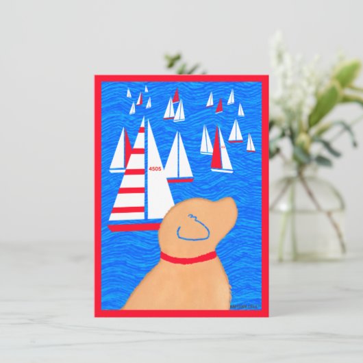 Regatta Day Yellow Dog Blank Flat Kaart (Staand voorkant)