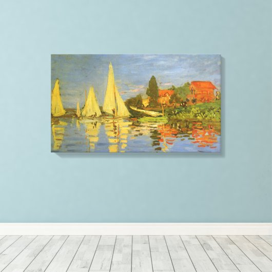 Regatta in Argenteuil door Claude Monet Canvas Afdruk (Insitu (Houten vloer))
