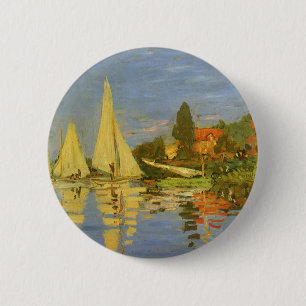 Regatta in Argenteuil door Claude Monet Ronde Button 5,7 Cm