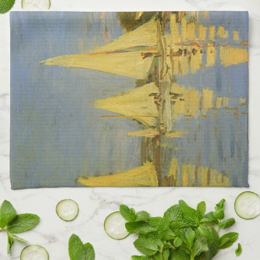 Regatta in Argenteuil door Claude Monet Theedoek (Gevouwen)