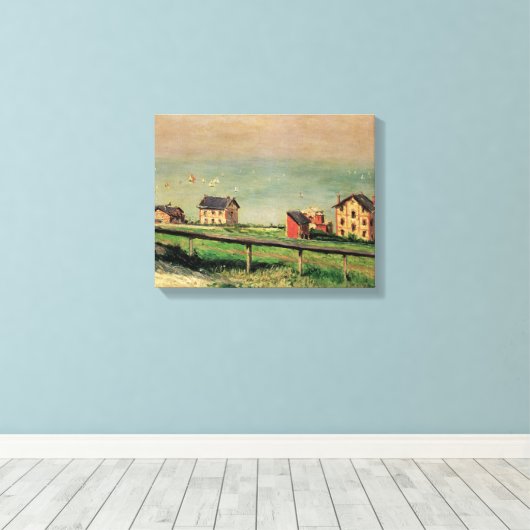 Regatta in Villerville door Gustave Caillebotte Canvas Afdruk (Insitu (Houten vloer))