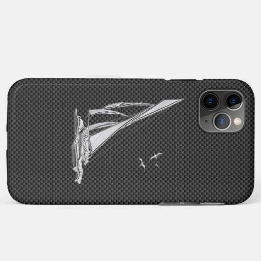 Regatta Sailboat on Carbon Fiber Style Case-Mate iPhone Case (Achterkant (horizontaal))