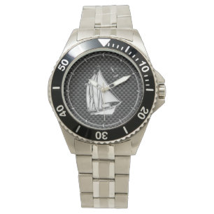 Regatta Sailboat on Carbon Fiber Style Horloge