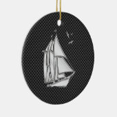 Regatta Sailboat on Carbon Fiber Style Keramisch Ornament (Rechts)