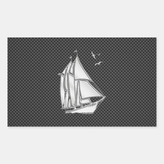 Regatta Sailboat on Carbon Fiber Style Rechthoekige Sticker (Voorkant)