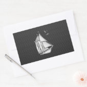 Regatta Sailboat on Carbon Fiber Style Rechthoekige Sticker (Envelop)