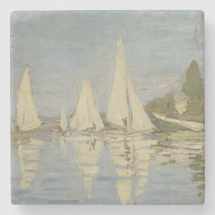 Regatta's bij Argenteuil, Olie Schilderij, Claude  Stenen Onderzetter