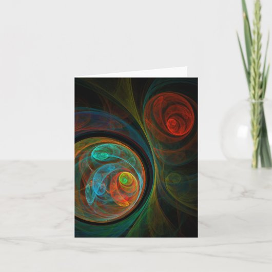 Regeboorblauwe Abstracte Art Note Card Kaart (Voorkant)