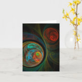 Regeboorblauwe Abstracte Art Note Card Kaart (Gele Bloem)