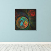 RegeboorBlue Abstract Art Quad Canvas afdrukken (Insitu (Houten vloer))