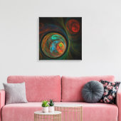 RegeboorBlue Abstract Art Quad Canvas afdrukken (Insitu (Woonkamer))