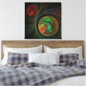 Regeboorte Green Abstract Art Wrapped Canvas Print (Insitu (Slaapkamer))