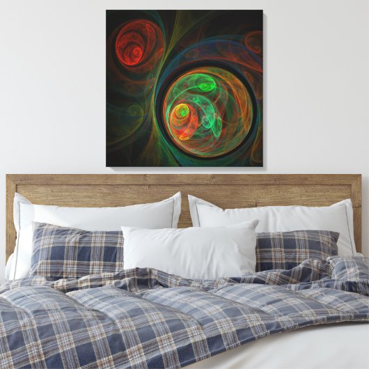Regeboorte Green Abstract Art Wrapped Canvas Print (Insitu (Slaapkamer))