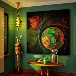 Regeboorte Green Abstract Art Wrapped Canvas Print