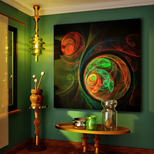 Regeboorte Green Abstract Art Wrapped Canvas Print