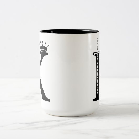 Regeer je ochtenden als royalty's. tweekleurige koffiemok (Center)