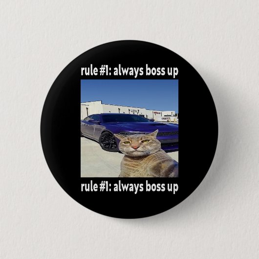 Regel # 1 altijd baas grappige kat meme ronde button 5,7 cm (Voorkant)