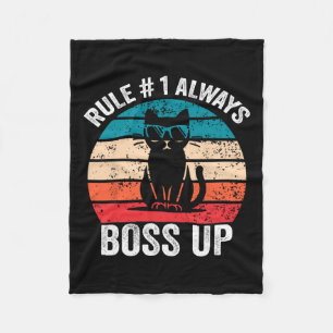 Regel 1 altijd baas up Cat Funny Meme Mannen Vrouw Fleece Deken
