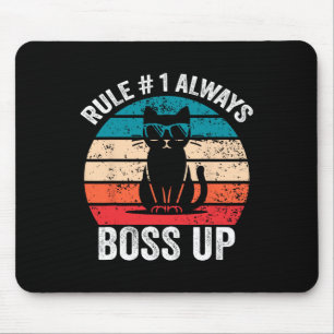 Regel 1 altijd baas up Cat Funny Meme Mannen Vrouw Muismat