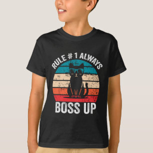 Regel 1 altijd baas up Cat Funny Meme Mannen Vrouw T-shirt