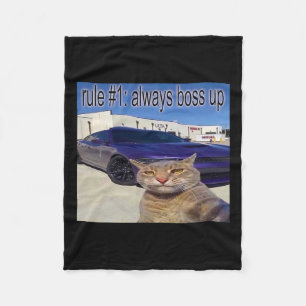 Regel # 1 altijd boss up grappige kat meme voor ma fleece deken