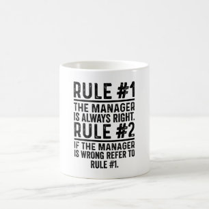 Regel 1 de manager is altijd goed grappig koffiemok