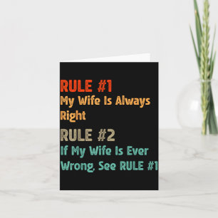 Regel #1 mijn vrouw heeft altijd gelijk - grappige kaart