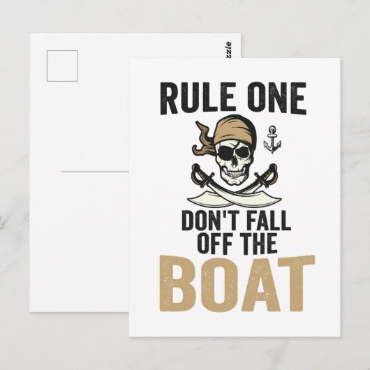 Regel één: val niet van de boot af Grappig Briefkaart (Voorkant / Achterkant)