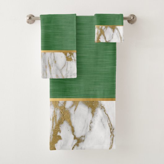 REGEL GROENE MARBLE GOLD BATHROOM TOWEL SET BAD HANDDOEK (Insitu)
