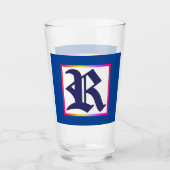 REGEL MONOGRAM INITIAAL R Beer Glas (Voorkant)
