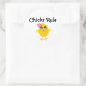 Regel voor kuikens ronde sticker (Tas)