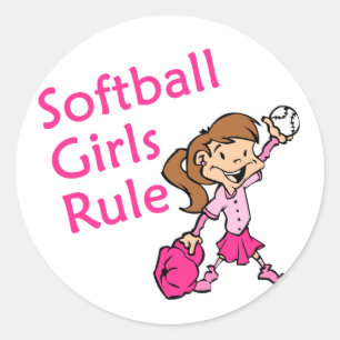 Regel voor Softball Girls Ronde Sticker