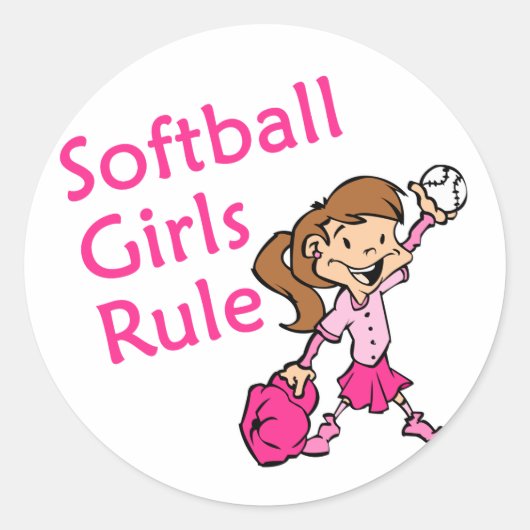 Regel voor Softball Girls Ronde Sticker (Voorkant)
