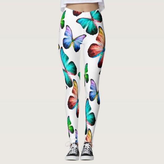 Regelaar voor regenboogmorfoblauwe vlinten leggings (Voorkant)