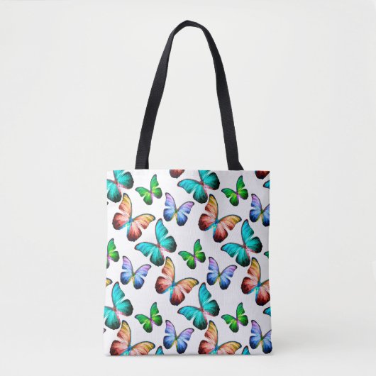 Regelaar voor regenboogmorfoblauwe vlinten tote bag (Voorkant)