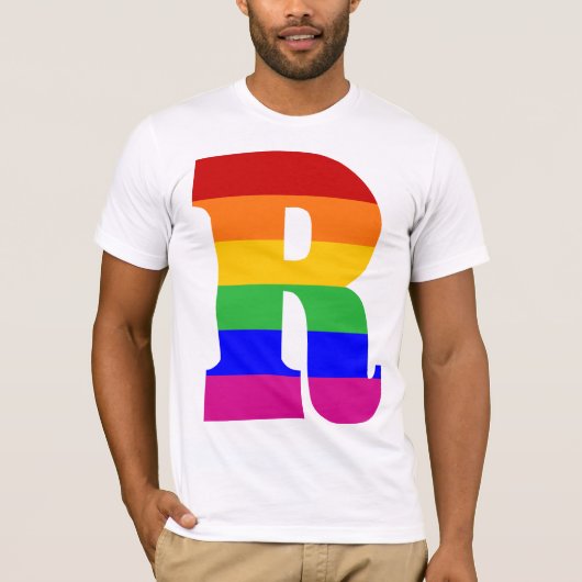 Regelboog letter R T-shirt (Voorkant)
