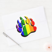 Regelboog met een Beer met zwarte schaduw Ronde Sticker (Envelop)