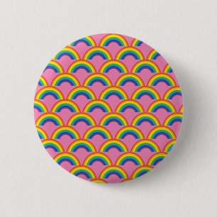 Regelboog op een roze achtergrond ronde button 5,7 cm