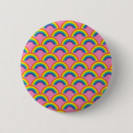 Regelboog op een roze achtergrond ronde button 5,7 cm (Voorkant)