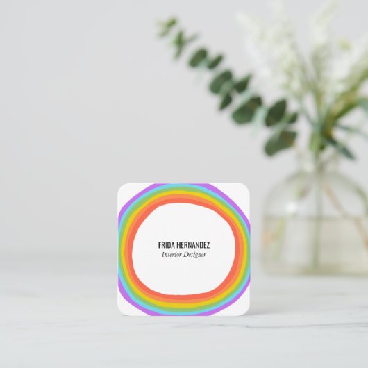 Regelboog Vierkante Visitekaartje (Staand voorkant)