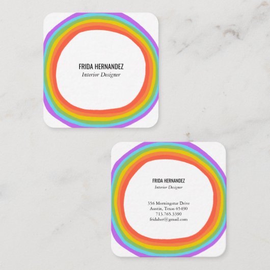 Regelboog Vierkante Visitekaartje (Voorkant / Achterkant)