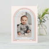 Regelboogstraal 1e verjaardag Uitnodiging (Staand voorkant)