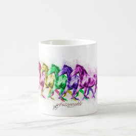 Regellijn voor regenboogpaarden koffiemok