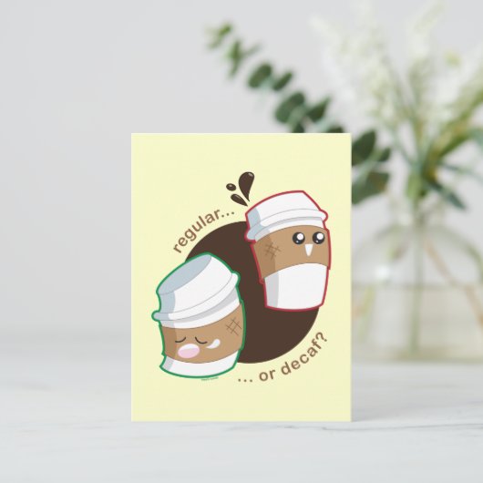 Regelmatig of Decaf? Briefkaart (Staand voorkant)