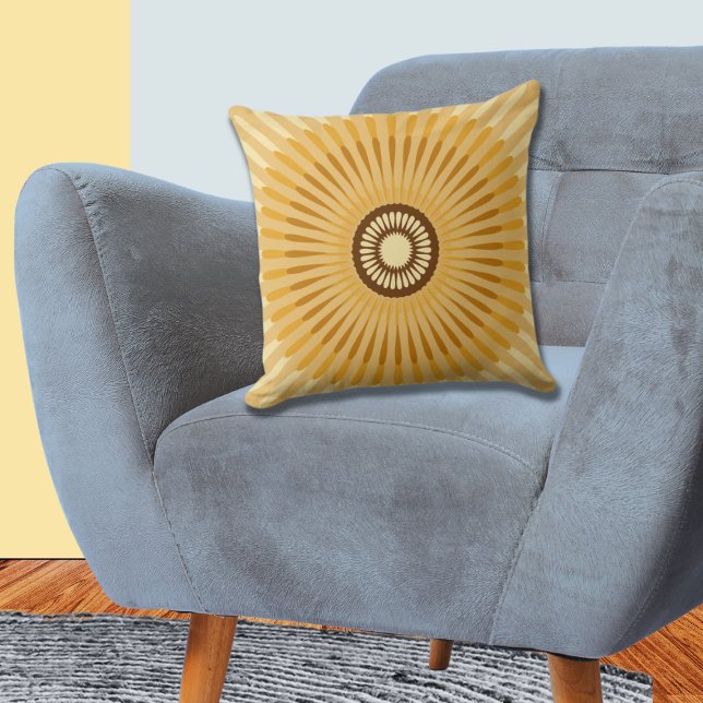 Regelmatige gecentreerde gele sterbloem kussen (Regular Centered Yellow Star Flower Throw Pillow)