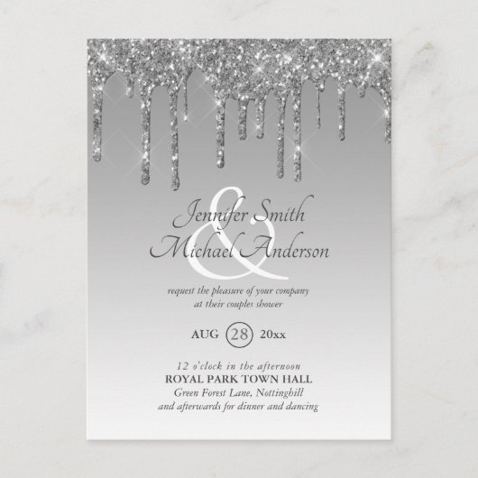 Regelmatige GLITTER-druppelKOPPELS LATEN AMpersand Briefkaart (Voorkant)