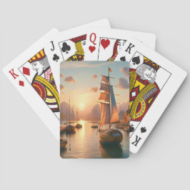 Regelmatige speelkaarten met kleurrijke zonsonderg
