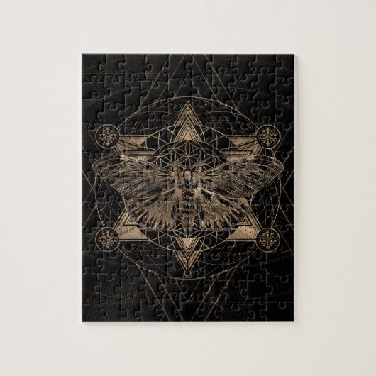 Regelmot in Sacred Geometry - Zwart en goud Legpuzzel (Verticaal)